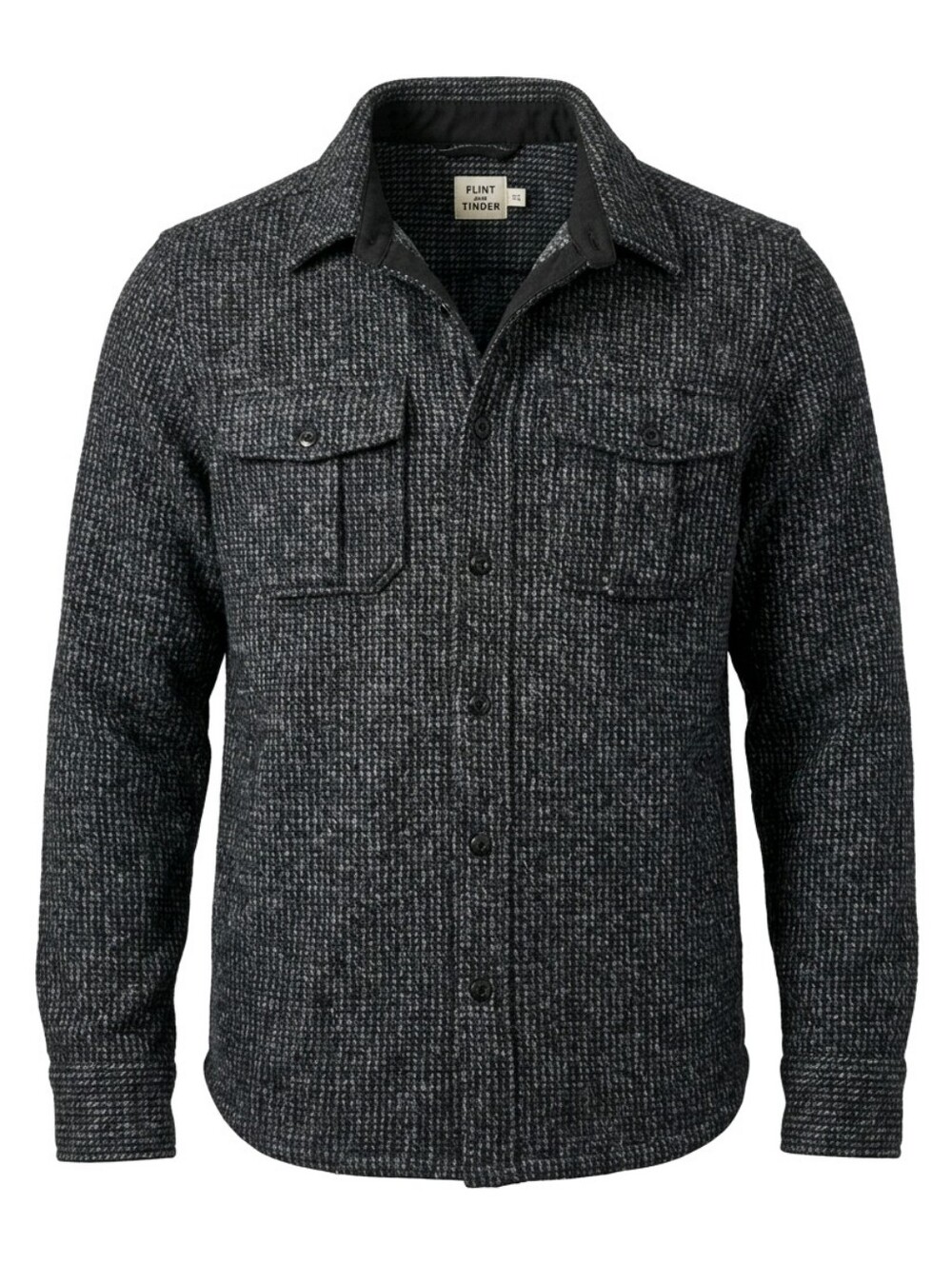 Flint And Tinder Jacket Mens Large Charcoal Wool Blend Textured Knit Shacket
